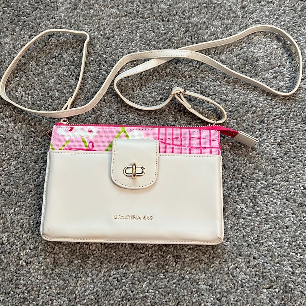 Spartina 449 Cream and Pink Crossbody Wallet